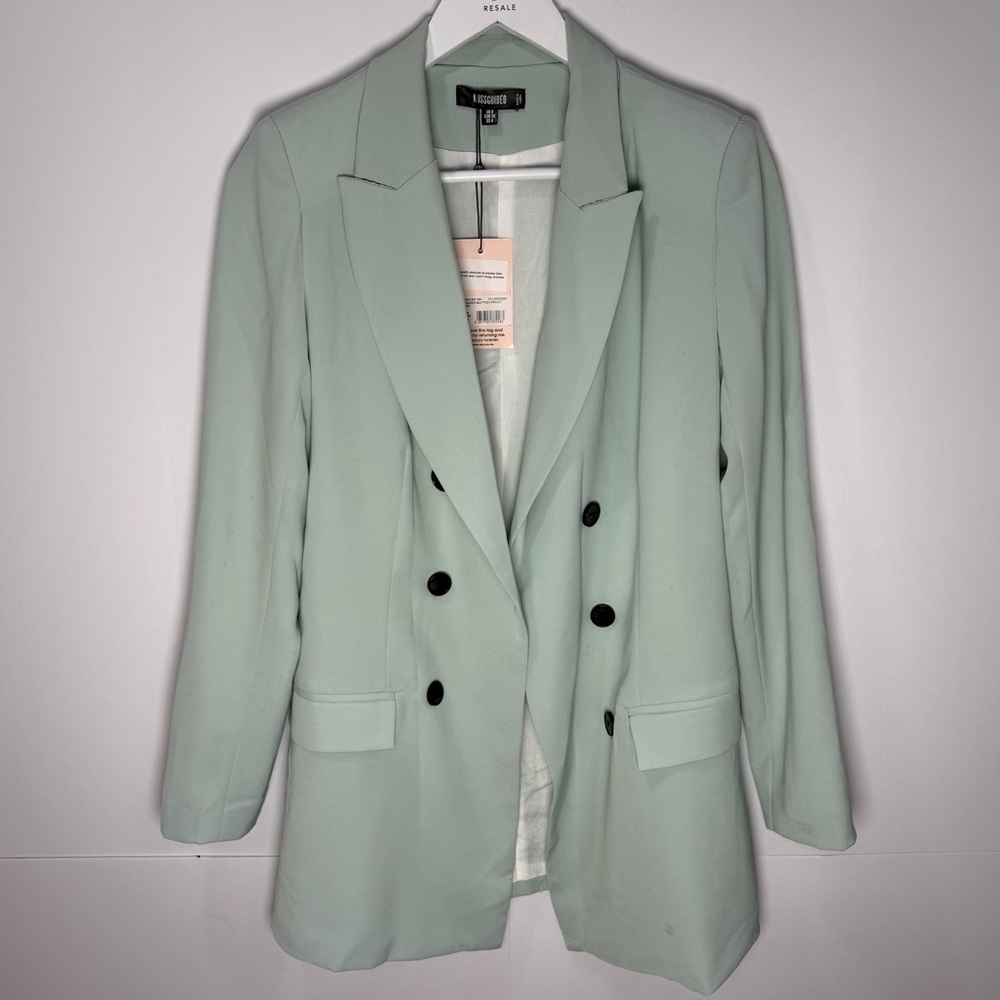 Missguided + Light Green Double-Breasted Blazer